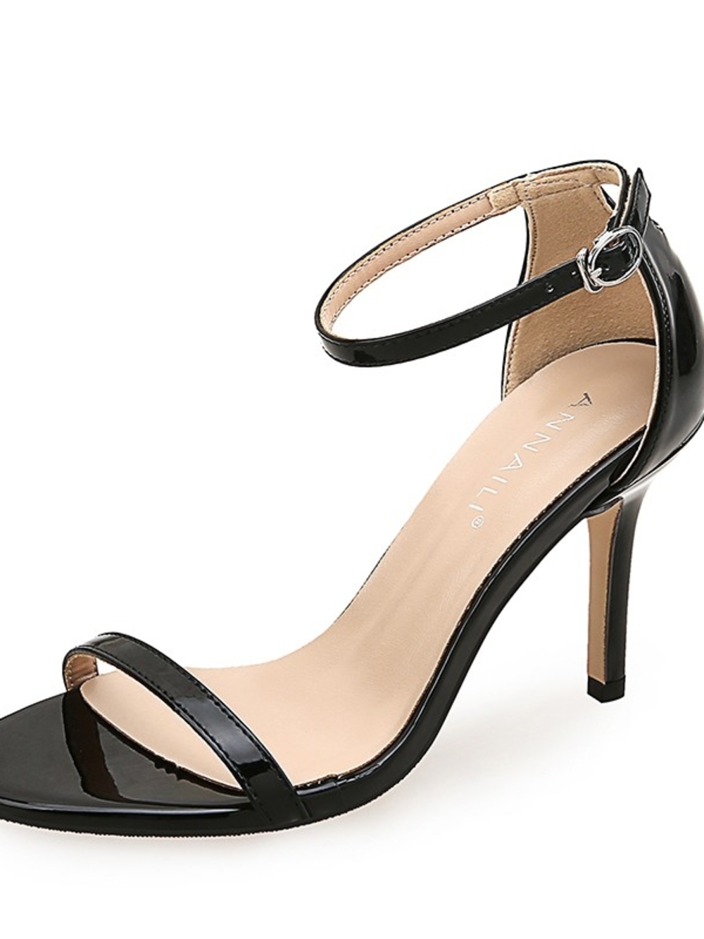 Express Black Patent Open-Toe Ankle Strap Heels